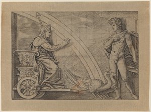 Juno en un Carro Tirado por Pavos Reales de Italian 16th Century