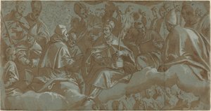 Santos en las nubes de Italian 16th Century