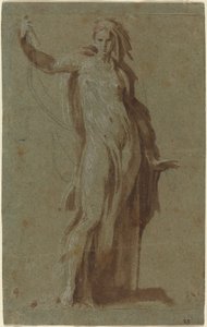 Mujer de pie sosteniendo un pergamino de Italian 16th Century