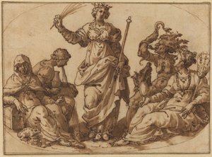 La virtud triunfando sobre los vicios de Italian 16th Century