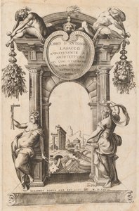 Libro perteneciente a la arquitectura [Página del título] de Italian 16th Century, after Antonio Labacco, published by Giovanni Boni
