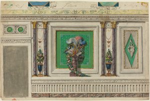 Diseño para una pared de una sala de música [recto] de Italian 18th Century