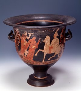 Crátera de Cumas que representa una escena de ofrenda (terracota, 320-310 a.C.)
