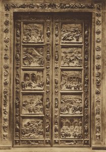 Firenze / Florencia: Baptisterio, la puerta principal, Lorenzo Ghiberti (fotografía en B/N) de Italian Photographer