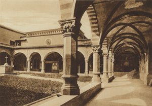 Firenze / Florencia: Iglesia de S Maria Novella, el claustro verde, Fra Giovanni da Carpi (fotografía en B/N) de Italian Photographer