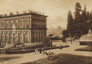 Firenze / Florencia: Palazzo Pitti, parte trasera (fotografía en b/n)