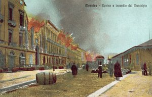 Messina, ruinas e incendio del Municipio de Italian Photographer
