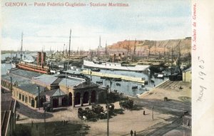 Ponte Federico Guglielmo y terminal de ferry, Génova de Italian Photographer