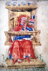 Un hombre judío escribiendo en una silla