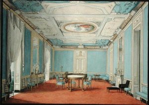 Un interior de palacio neoclásico en Nápoles, c.1830 de Italian School