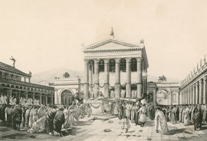 Un sacrificio a Júpiter en el Foro Civil (grabado) de Italian School