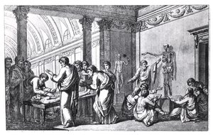 Una escuela de anatomía en la antigüedad, de Tabulae Anatomicae por Pietro Berrettini da Cortona (1596-1669) publicado en Roma, 1778 de Italian School