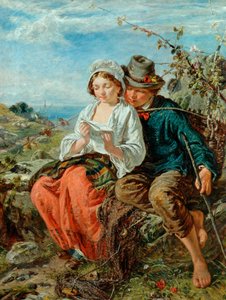 Un Niño Pescador y una Chica Leyendo de Italian School