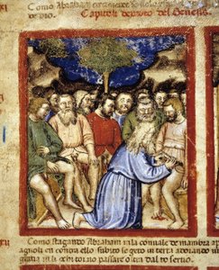 Abraham circuncidando a los judíos, ilustración de 