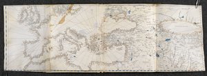 Agregar. 21592, f.1r Mapa de Europa y Asia. Portolano, en veintiún mapas, de países de ambos hemisferios (vitela)
