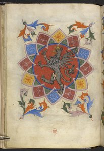 Agregar. 21965, f.5v Figura heráldica: Un grifo, Estatuto del Gremio de Sastres, de 