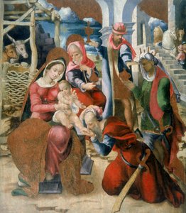 Adoración de los Magos. Panel, parte del retablo desmantelado de la Iglesia de Santa María de los Ángeles en Bortigali, Cerdeña de Italian School