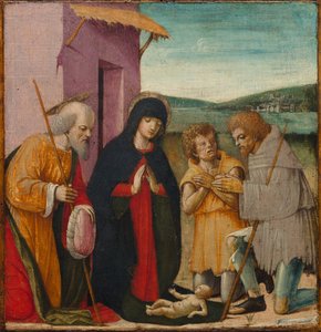 Adoración de los pastores, c. 1480-1500 (óleo sobre madera) de Italian School