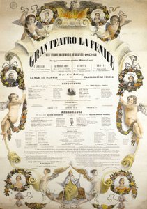 Cartel del Teatro La Fenice de Venecia para la temporada 1843 - 1844 de Italian School