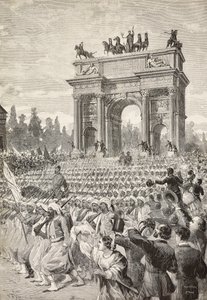 Tropas aliadas entrando en Milán a través del arco de la Paz, 7 de junio de Italian School