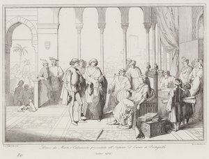 Alvise da Mosto, o Cadamosto presentado al Infante D Enrico de Portugal de Italian School