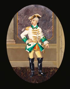 Un panel de pietre dure italiano que representa a un caballero
