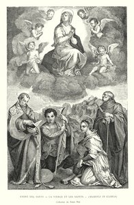 Andre del Sarte, La Virgen y los Santos, Madonna en Gloria, Colección del Palacio Pitti (grabado) de Italian School