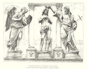 Andrea Contucci, El Bautismo de San Juan, Grupo en Bronce en una de las Puertas del Baptisterio, El Ángel es de Spinazzi