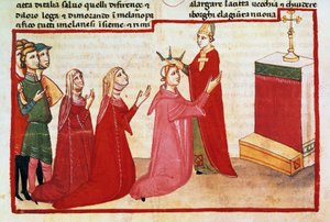 El arzobispo de Milán corona a Enrique VII y su esposa de Italian School