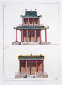 Arco de Ke Koo Fu en Cantón, vista frontal y lateral, c.1820s-30s