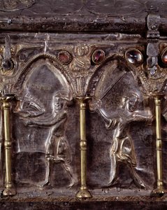 Arca de Barbarroja, con escenas de la vida de San Juan Bautista (madera, hoja de plata y piedras) de Italian School