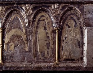 Arca de Barbarroja, con escenas de la vida de San Juan Bautista (madera, hoja de plata y piedras) de Italian School