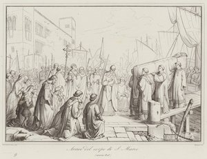 Arrivo del corpo di S Marco, 828 (grabado)