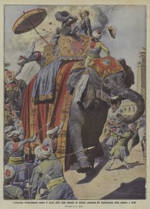 Atentado contra Lord Hardinge, virrey de la India (litografía en color) de Italian School