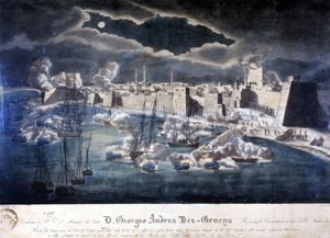Ataque de la Armada Sarda al puerto de Trípoli durante las operaciones contra la piratería bárbara en 1825 de Italian School