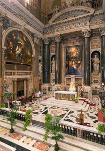 Arte Barroco: Vista interior de la Iglesia Jesuita del Santísimo Nombre de Jesús (chiesa del Gesù) en Roma de Italian School