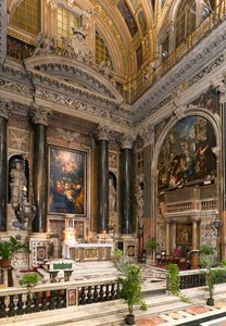Arte Barroco: Vista interior de la Iglesia Jesuita del Santísimo Nombre de Jesús (Chiesa del Gesù) en Roma de Italian School