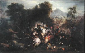 Escena de batalla de Italian School