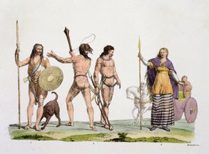 Britanos, caledonios y la reina Boadicea, lámina 4 de La Historia de las Naciones de Italian School