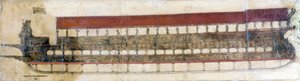 Bucentauro, una galera ceremonial veneciana utilizada cada año por el Dogo de Venecia en el Día de la Ascensión. Arrojaba un anillo de oro al mar en esa ocasión, simbolizando su matrimonio con el mar. 1719 de Italian School