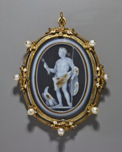 Camafeo que representa a un emperador romano como Júpiter, Camafeo: Romano, A.D. 41-54, Marco: Italiano, finales del siglo XVI