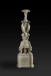 Candelabro con imagen de grullas de Italian School