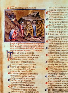 Canto XXIII Dante y Virgilio en el Círculo de los Hipócritas, con Caifás crucificado en el suelo, de la Divina Comedia (el Infierno), c.1313 de Italian School