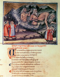 Canto XXXI Dante y Virgilio y los tres Gigantes en el Círculo Perdido, de la Divina Comedia (el Infierno), c.1313 de Italian School