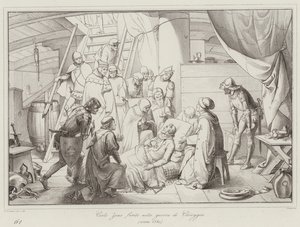 Carlo Zeno herido en la guerra de Chioggia de Italian School