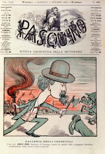 Caricatura de Enrico Ferri (1856-1929) criminólogo y político italiano activista en el Partido Socialista Italiano. Caricatura en “Pasquino” 2 de octubre