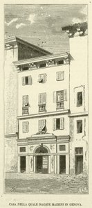 Casa en la que nació Mazzini en Génova (grabado) de Italian School