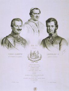 Carlos Alberto, Pío IX y Leopoldo II, 1848 de Italian School
