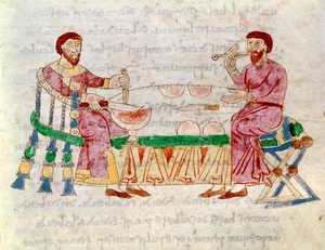 Codex 132 Livre 22 Cap.1 La comida, de De Universo por Rabanus Maurus (c.780-856) 1023