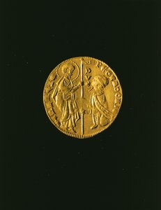 Moneda que representa al Dogo Gradenigo de Italian School